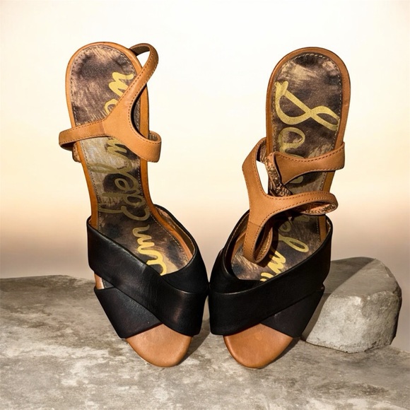 Sam Edelman Mason Leather and woven platform heels stiletto boho hippy vibes 7M - Picture 2 of 9